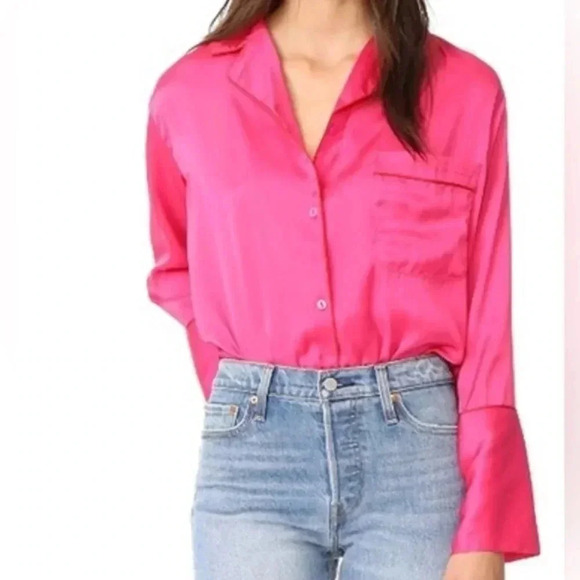 Rachel Antonoff Hot Pink Top Pajama Blouse women’s Small - Picture 2 of 9